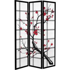 Oriental Furniture Cherry Blossom Black Room Divider 47.2x71"