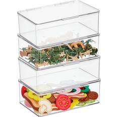 mDesign Plastic Playroom/Gaming Storage Organizer Box, Hinge Lid, 4 Pack, Clear - Clear