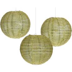 Amscan Sequin Paper Lanterns, 9-1/2" Gold, Pack Of 3 Lanterns