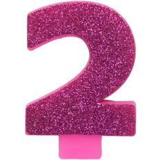 Amscan #2 Glitter Birthday Candle Pink Party Supply