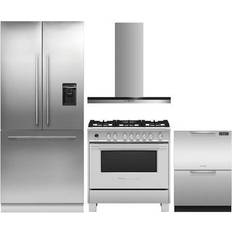 French door 4 Piece Kitchen Appliances Package with RS36A80U1N 36" French Door Refrigerator OR36SCG6X1 36" Dual Fuel Gas Range HC36DTXB2 36" Wall Mount