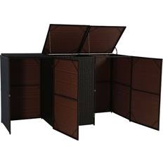 Schuppen für Mülleimer MCW-E25, Mülltonnenbox Mülltonnenabdeckung, Poly-Rattan 3x120l ~ (Gebäudefläche )