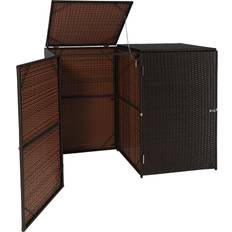 2er-Mülltonnenverkleidung MCW-E25, Mülltonnenbox Mülltonnenabdeckung, Poly-Rattan 2x120l ~ (Gebäudefläche )