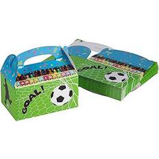 24 Pack Soccer Party Favor Treat Gable Boxes Sports Theme Paper Gift Goodie Box for Kids Birthday 6x3.3x3.6 inches