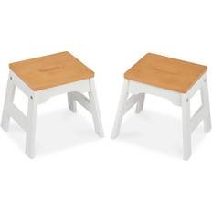 Melissa & Doug Wooden Stools - Set of 2 White/Natural