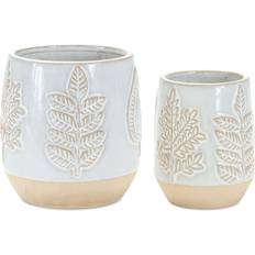 Vases on sale Melrose Leaf Print Porcelain Pot Set Vase