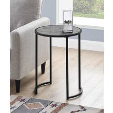 Round black side table Monarch Specialties GREY & Black Stone-Look Top Small Table