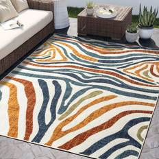 Abani Rugs Hampton Contemporary Zebra Print Yellow, Green, Multicolor, Brown, Gold, Blue 63x90"