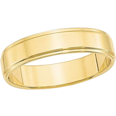 Two-Tone Ridged Edge 14K Gold Ion Plated Ring with Soft Brush Finish Stainless Steel Band. Couple Ring