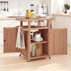 Braun Servierwagen vidaXL 70x50x90 Massivholz Teak Braun, 70 Servierwagen