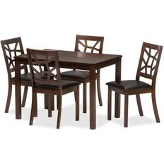 Baxton Studio 5pc Mozaika Leather Contemporary Dining Set 5