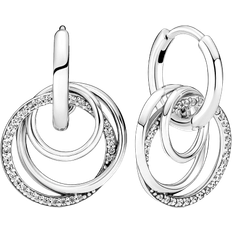 Pandora Family Always Encircled Hoop Earrings - Silver/Transparent