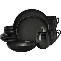 Mikasa Swirl Black Coupe Ombre Dinner Set 16