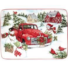 Red Serving Dishes Certified International Red Truck Snowman Rectangular Serving Dish