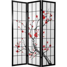 Black Room Dividers Oriental Furniture 6-Foot Cherry Blossom Shoji Screen Room Divider