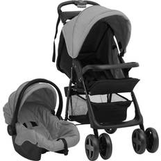 Kinderwagen 3 in 1 grau vidaXL 3-in-1 Kinderwagen Hellgrau Und