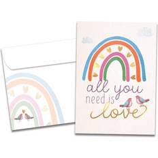 Tree-Free Greetings Greeting Cards Multi Coral & Blue Rainbow 'Love' Greeting Card Set of Two