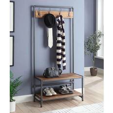 Brown Clothes Racks 4D Concepts Hall Tree Clothes Rack