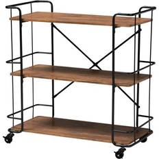 Brown Trolley Tables Baxton Studio Neal Rustic Cart Trolley Table