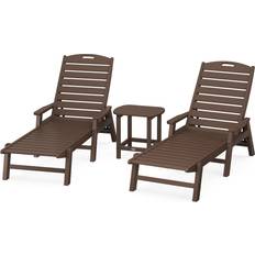 Sun Beds Polywood Nautical Mahogany Chaise Lounge with Arms