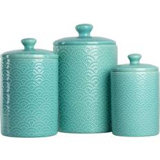 Tabletops Gallery Diior 3-Piece Ceramic Kitchen Canister Set with Ceramic Lids, Gloss