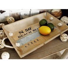 Litton Lane Harper & Willow White Wood Coastal Serving Tray