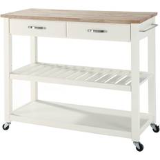 Trolley Tables Crosley Furniture KF30051WH Natural Top Trolley Table