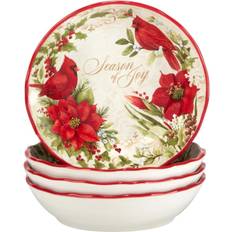 Red Soup Bowls Certified International Winter's Medley 4 Set Soup Bowl