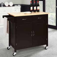 Tables Costway Modern Rolling Kitchen Island Cart Trolley Table