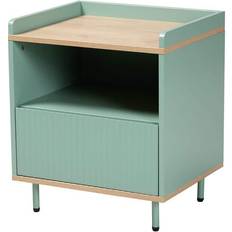 Green Bedside Tables Baxton Studio Tavita Brown/Mint Green Bedside Table 15.7x18.9"