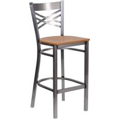 Natural Bar Stools Flash Furniture HERCULES Series Clear Coated X Bar Stool