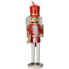 Red Nutcrackers Northlight 14" Wooden with Horn Nutcracker