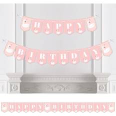 Swan Soiree White Swan Bunting Banner Party Decorations Happy Birthday Pink