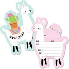 Whole Llama Fun Shaped Fill-In Invitations with Envelopes 12 Ct Blue