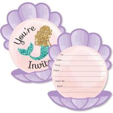 Let's Be Mermaids Shaped Fill-in Invitations with Envelopes 12 Ct Purple