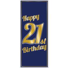 Blue and Gold"Happy 21st Birthday" Door Cover- 1 pc