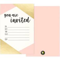 36 Pack Pink and Gold Minimalist Party Invitations with Envelopes for Parties 4x6 In