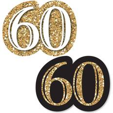 Adult 60th Birthday Gold DIY Shaped Birthday Party Cut-Outs 24 Count