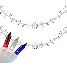 Northlight 105-Count Red, Clear and Blue Patriotic Mini Garland, 5.6' White Wire