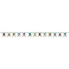 Club Pack of 12 White and Blue Birthday Burst Party Banner 84.5
