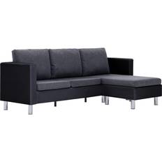 vidaXL 3-Seater With Cusions Black Sofa 74" 3 Seater
