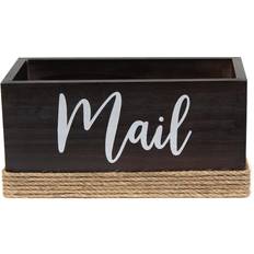 Elegant Designs "Mail" Wood Mail Holder with Wrapped Rope Storage Box