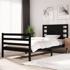 vidaXL black, 100 Solid Wood Pine Bed Frame Bedstead Sängram