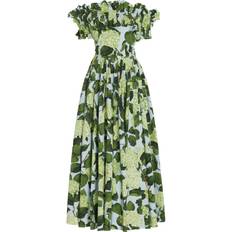 Ruffle Detail Hydrangea Maxi Dress - Blue/Green