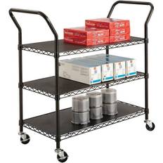 Black Trolley Tables SAFCO Wire Utility Cart Three-Shelf Trolley Table