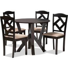 Brown Dining Sets Baxton Studio Riona 5-Piece Top Dining Set 5