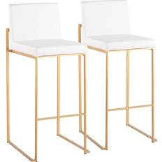 Stainless Steel Chairs Lumisource Fuji White/Gold Bar Stool 40.5" 2