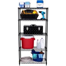 Black Shelving Systems Seville Classics 5-Tier Steel Wire Wheels Shelving System