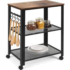 Kitchen Stand Microwave Cart 23.7'' for Small Space, Coffee Bar Table  3-Tier Rolling Utility Microwave Stand on Wheels, Coffee Cart with Storage  Bakers Rack, Black Board+Black Metal Frame 