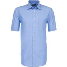 Seidensticker Non-iron Fil a Fil Short Sleeve Business Shirt - Medium Blue
